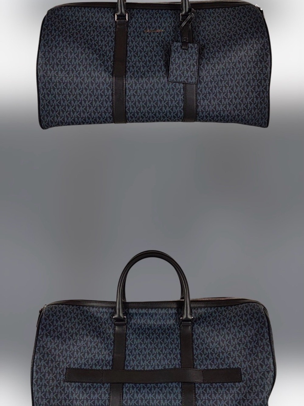 Michael Kors Navy MK Monogram Duffel with Black Trim - Picture 7 of 8